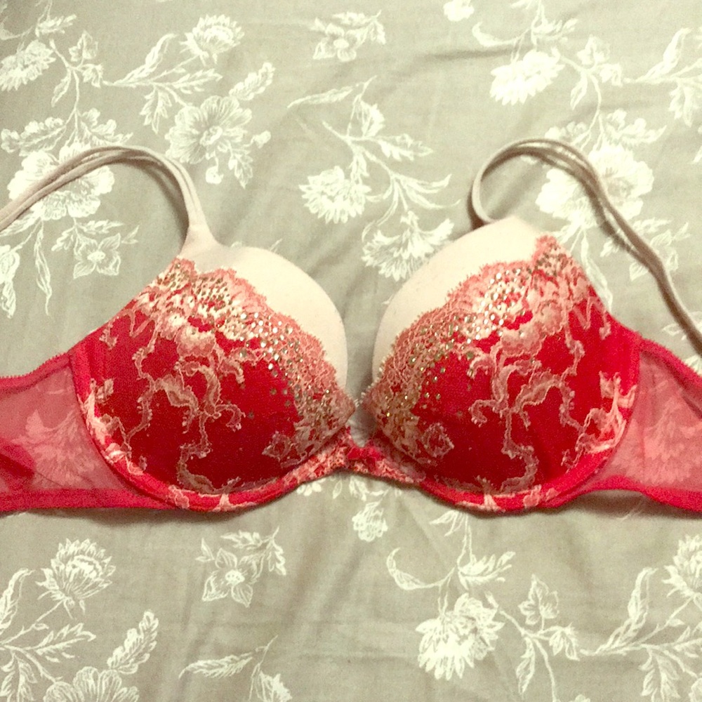 34C Red Jeweled Victoria’s Secret bra